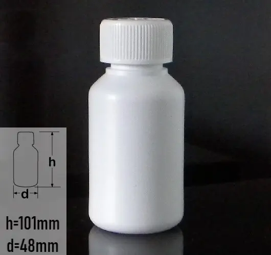 Sticla plastic 100ml culoare alb cu capac tip child resistance alb